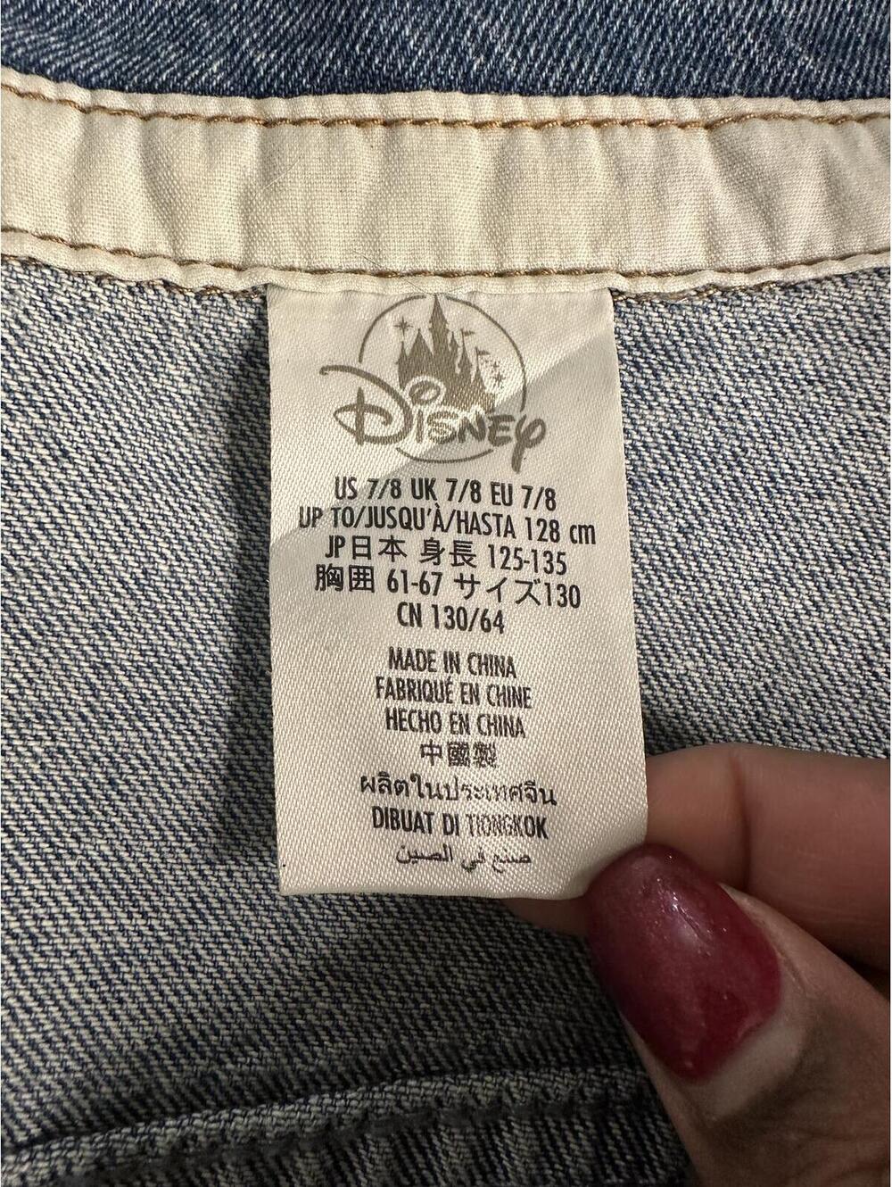 Disney distressed jean jacket Size 7/8 denim medium wash sequin embroidered - Picture 2 of 9